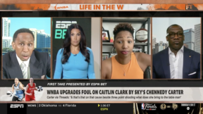Stephen A. Smith and Monica McNutt have heated exchange on First Take